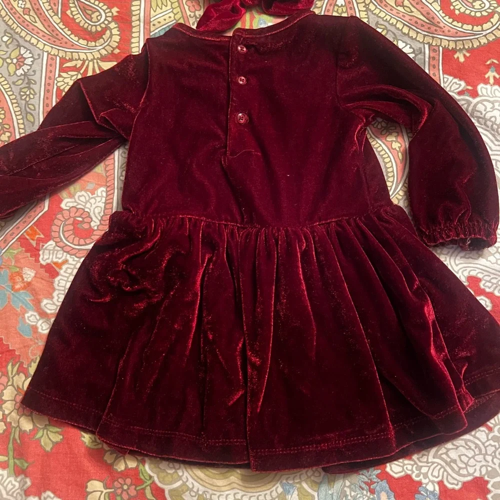 Precious Velvet Red Dress with Bow and panties 9 mo